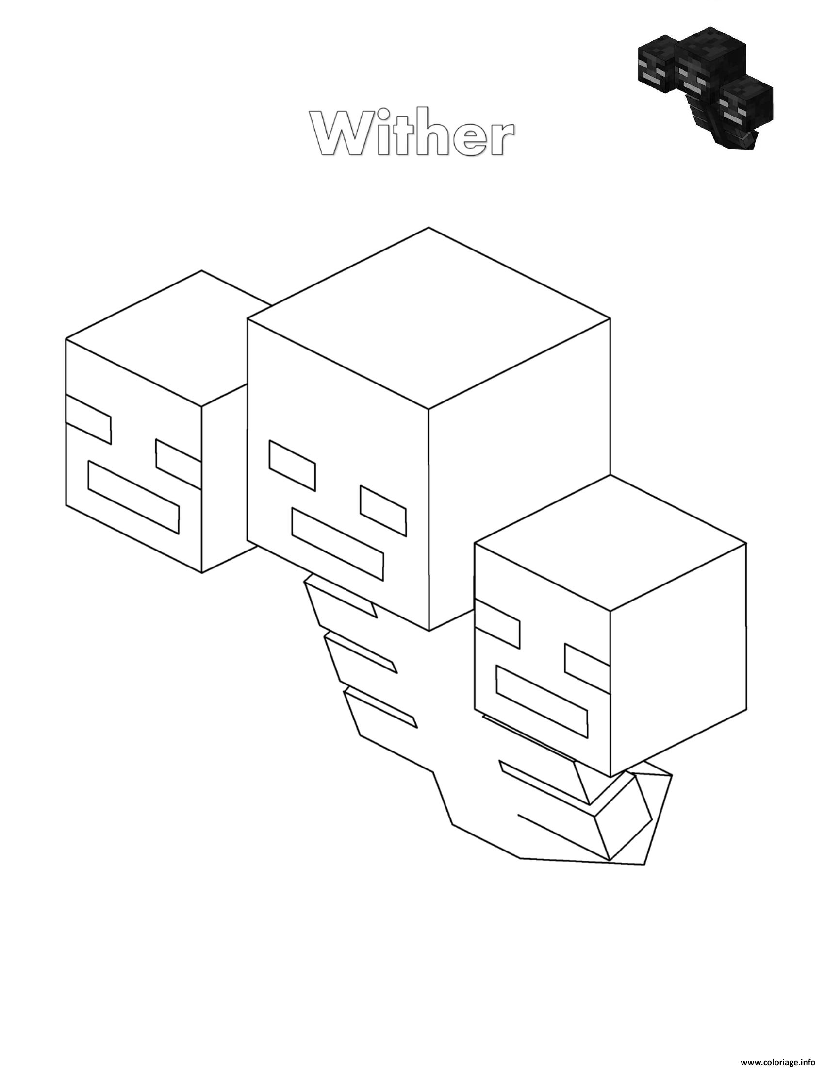 Coloriage wither minecraft - JeColorie.com