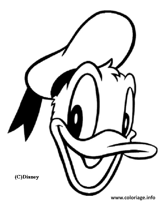Coloriage dessin de la tete de Donald Disney - JeColorie.com