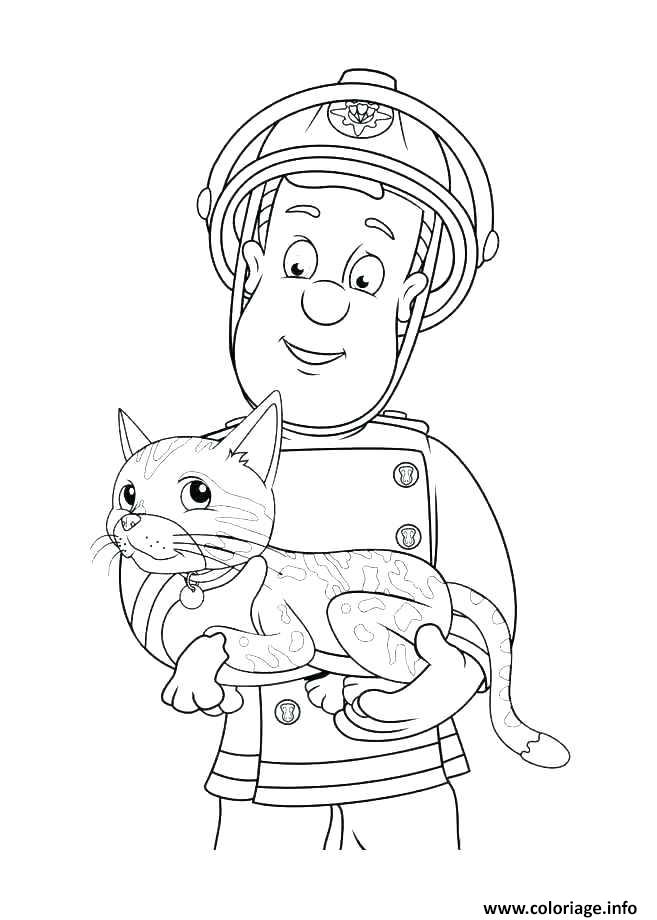 Coloriage Sam Le Pompier Sauve Un Autre Chat Jecolorie Com