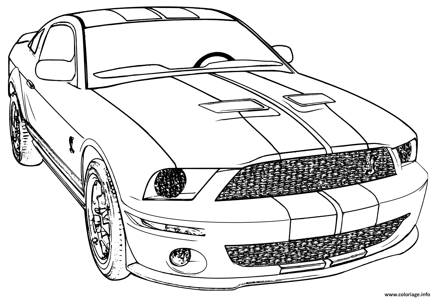 Coloriage ford mustang voiture de course  JeColorie.com