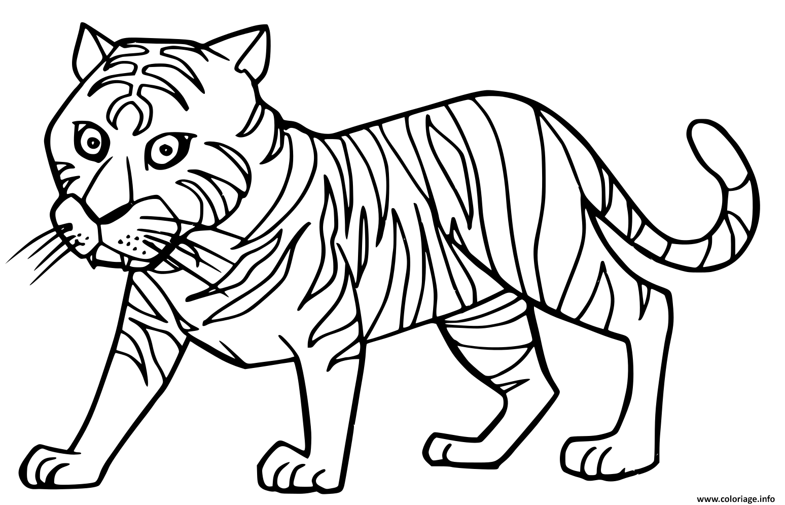 Coloriage cartoon cute tigre - JeColorie.com