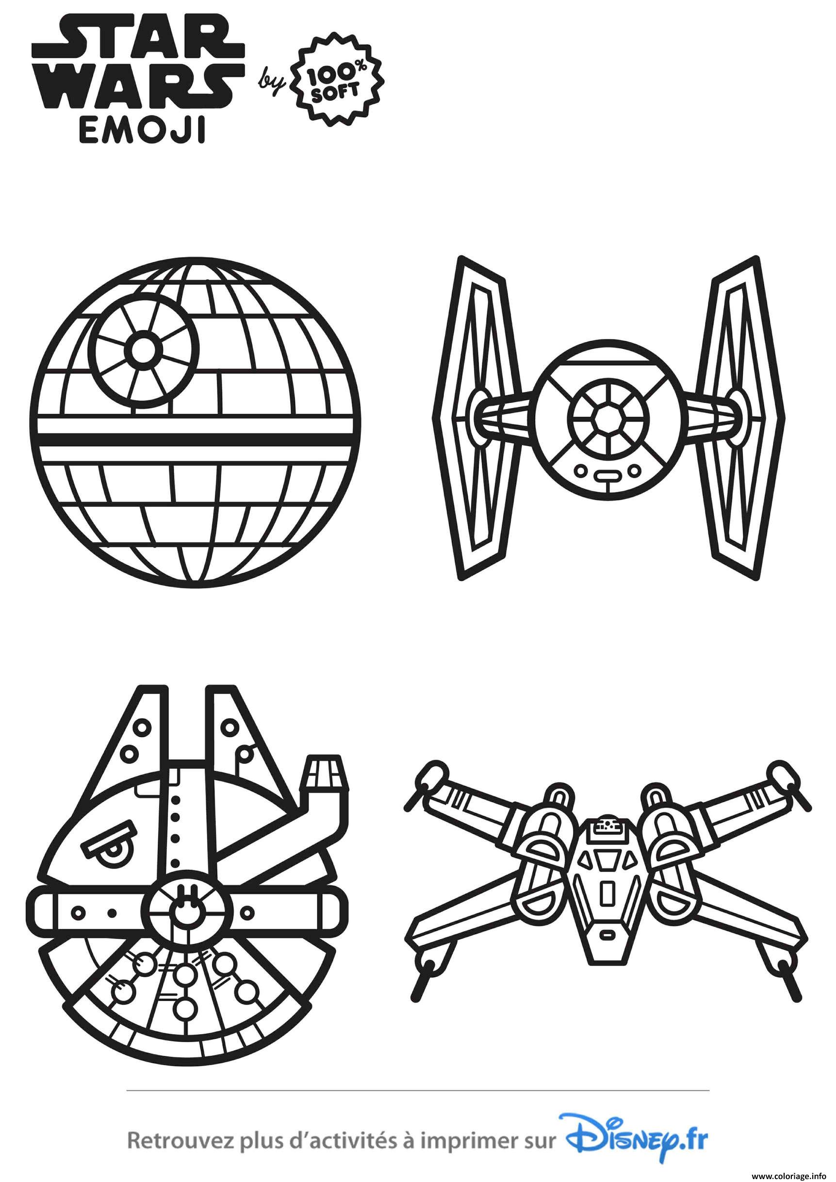 Coloriage star wars vaisseaux emoji  JeColorie.com