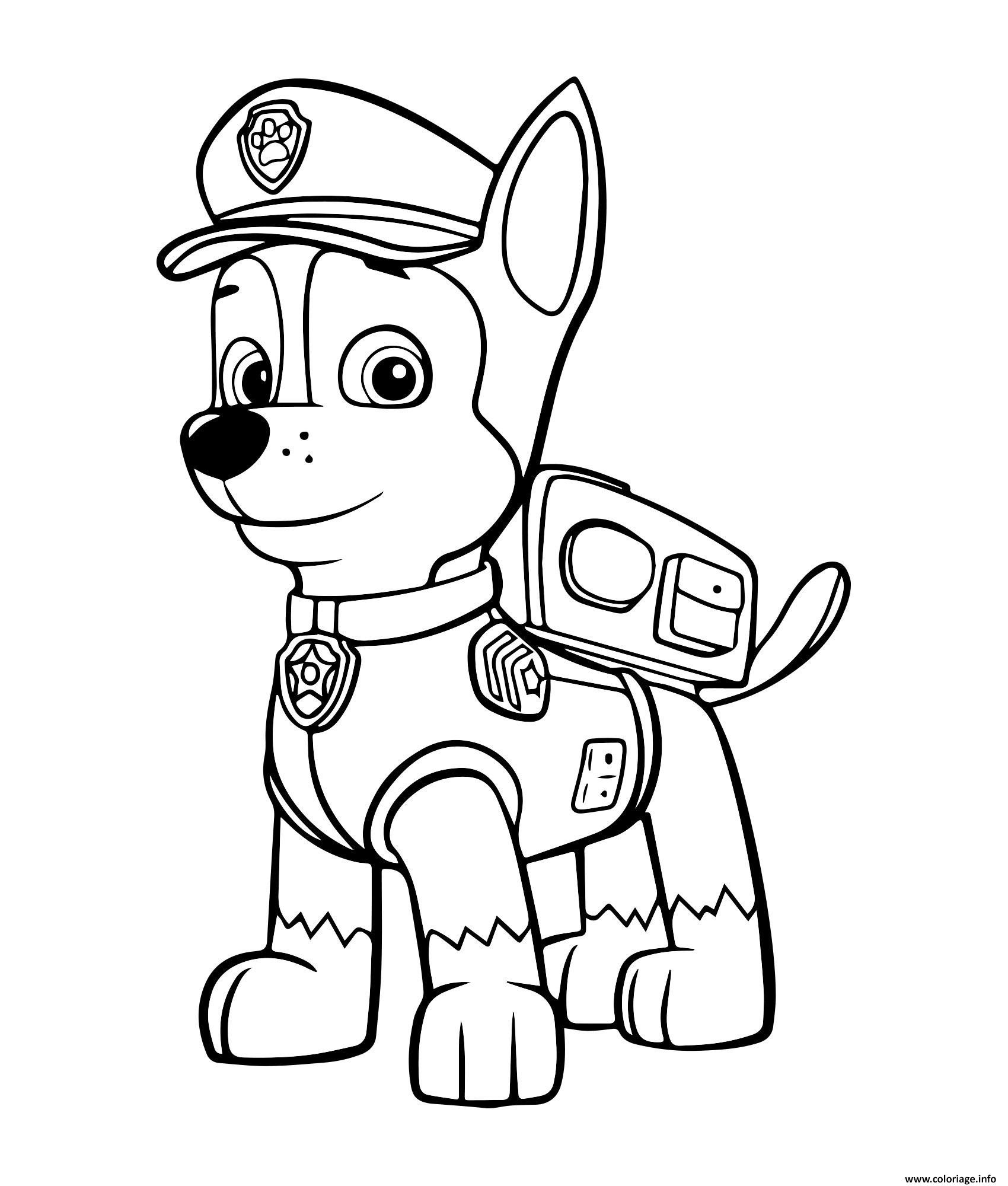 Coloriage pat patrouille chase pour garcon  JeColorie.com