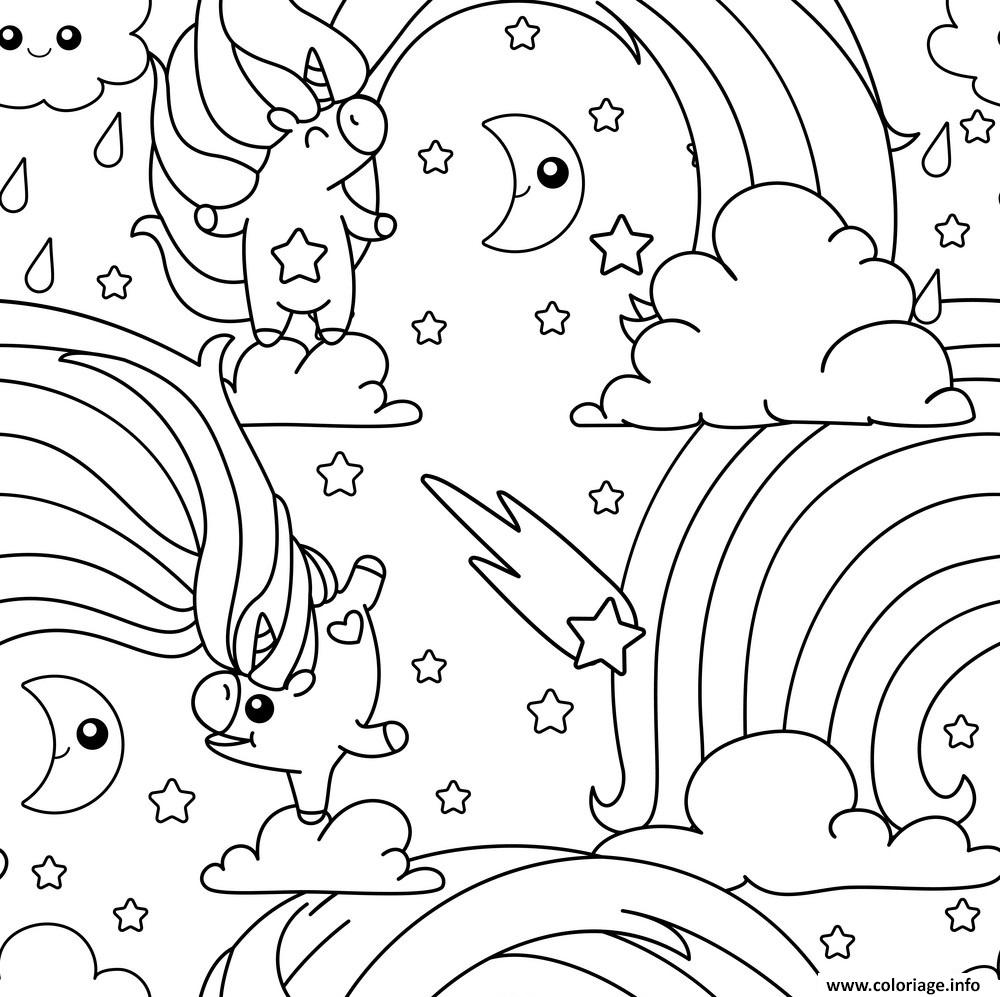 Coloriage licorne arc en ciel unicorn pattern  JeColorie.com