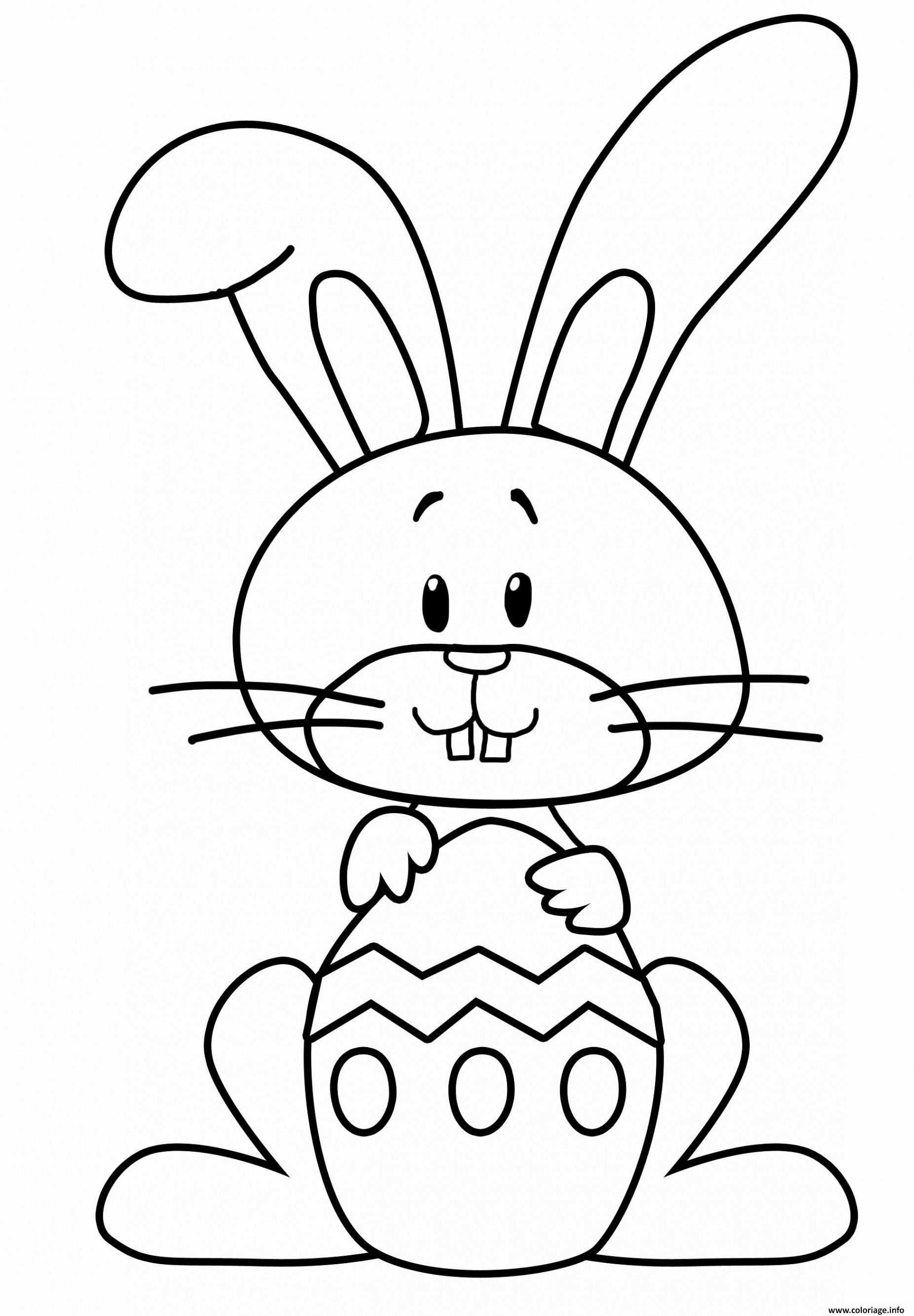 Coloriage lapin facile trop mignon - JeColorie.com