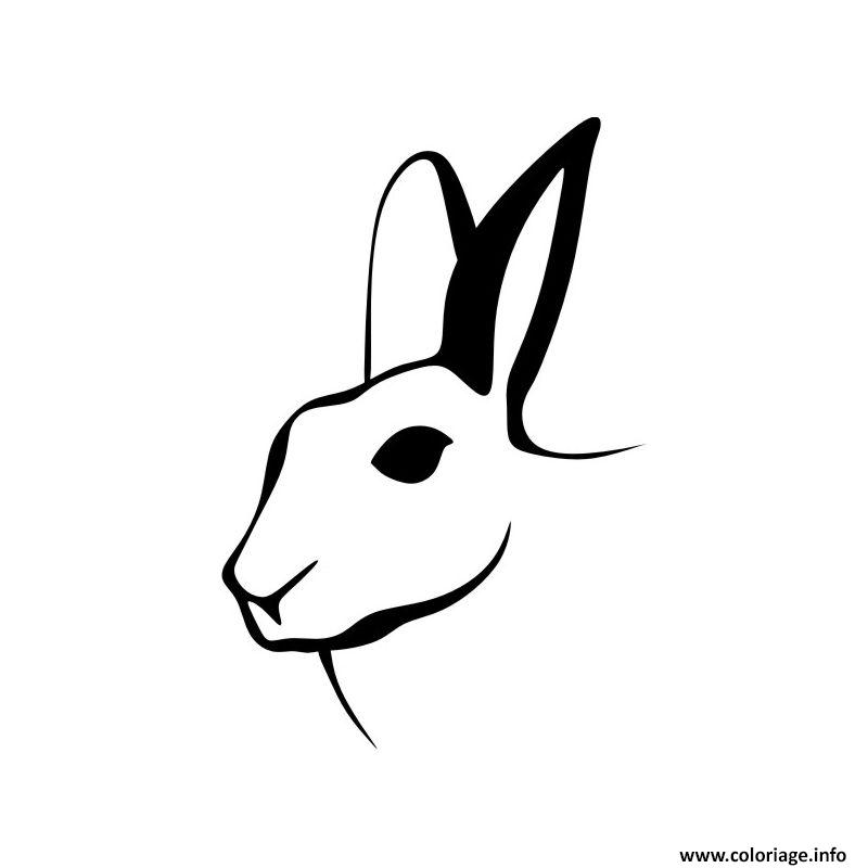Coloriage dessin tete de lapin - JeColorie.com