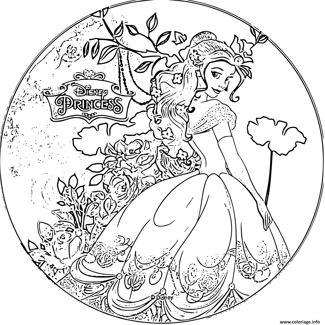 Coloriage disney princesse belle  JeColorie.com
