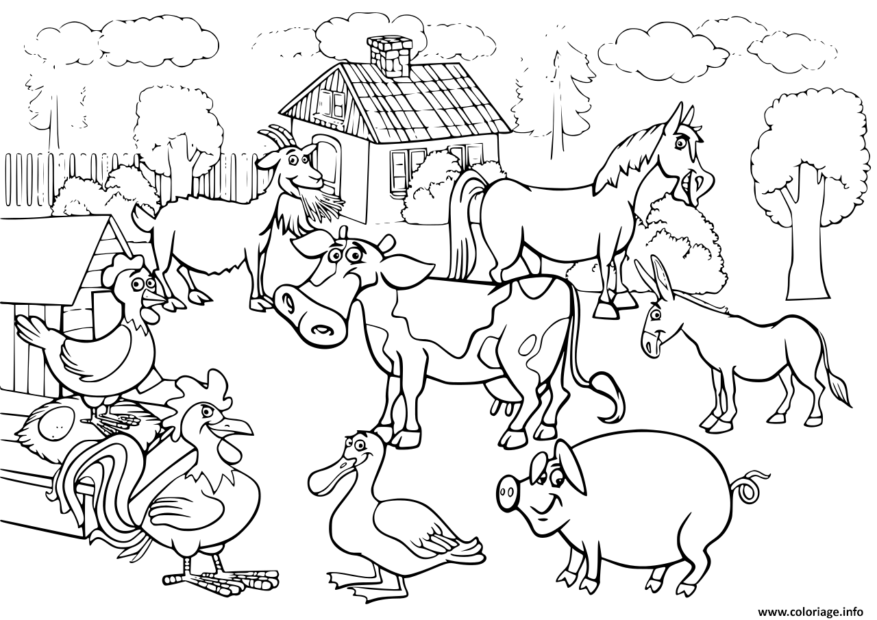 Coloriage les animaux de la ferme pour enfants - JeColorie.com