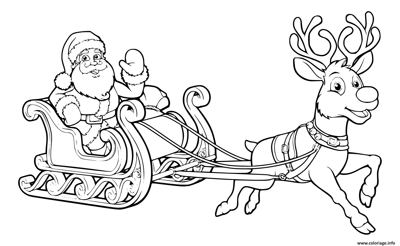 Coloriage A Imprimer Pere Noel Et Son Traineau