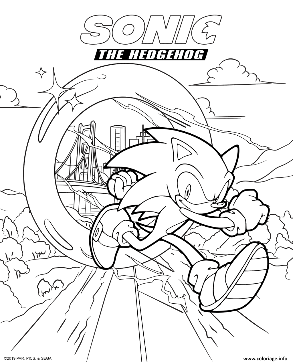 Coloriage Sonic The Hedgehog Movie 2020  JeColorie.com