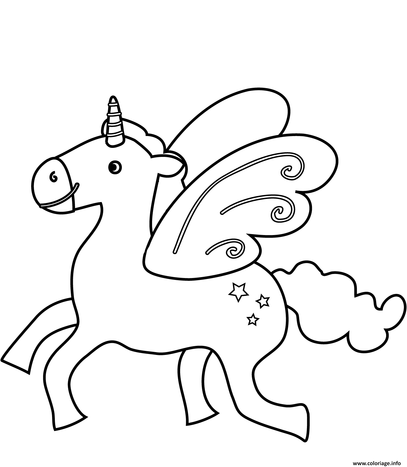 coloriage flying licorne  jecolorie
