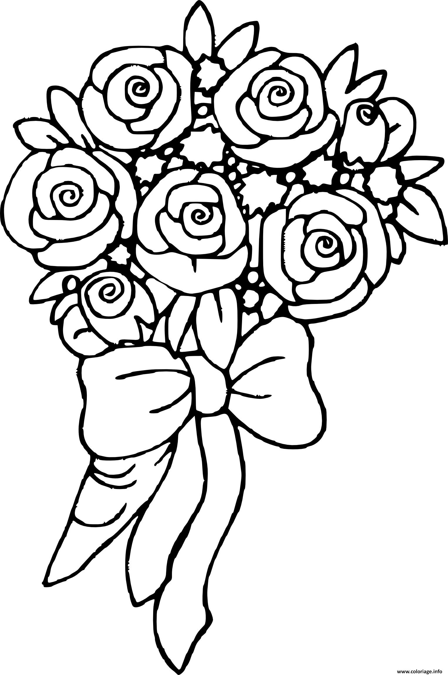 Coloriage bouquet de fleurs rose  JeColorie.com