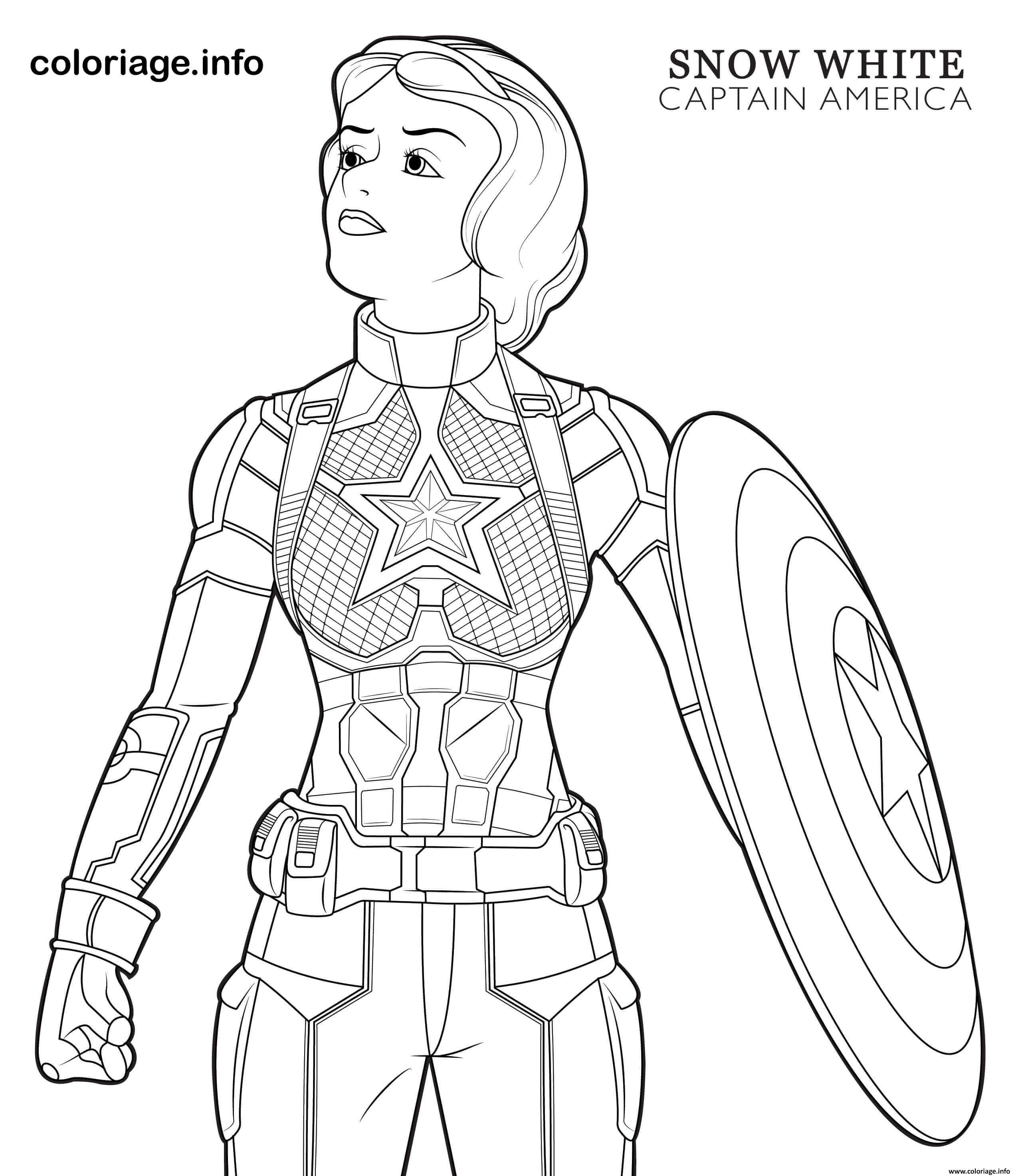 Coloriage captain america snow white disney avengers Dessin à Imprimer Dessin captain america snow white disney avengers Coloriage Gratuit à Imprimer