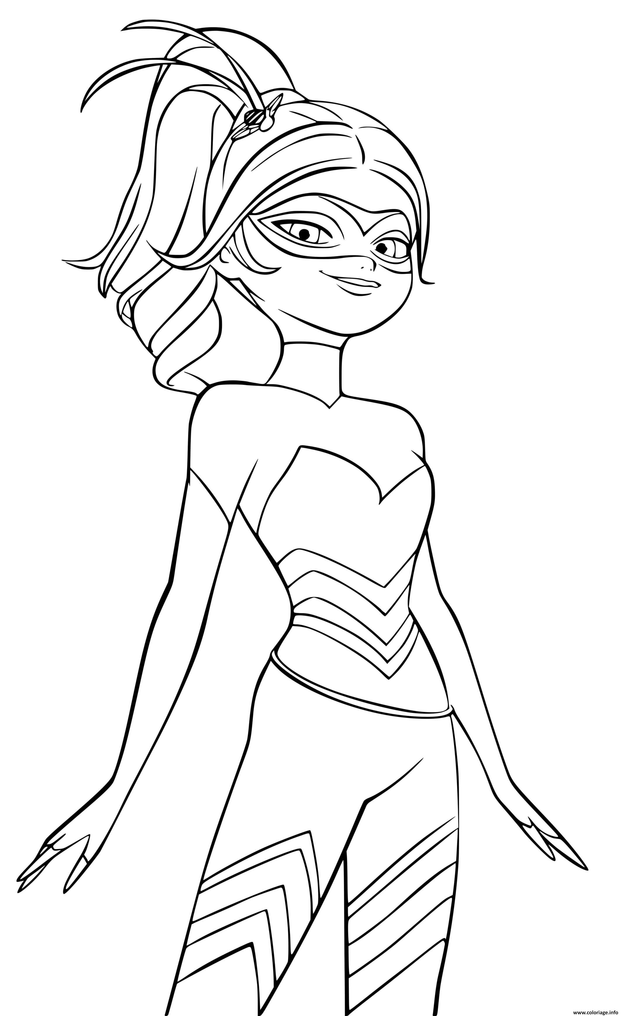 Coloriage Miraculous Ladybug Queen Bee or Chloes - JeColorie.com