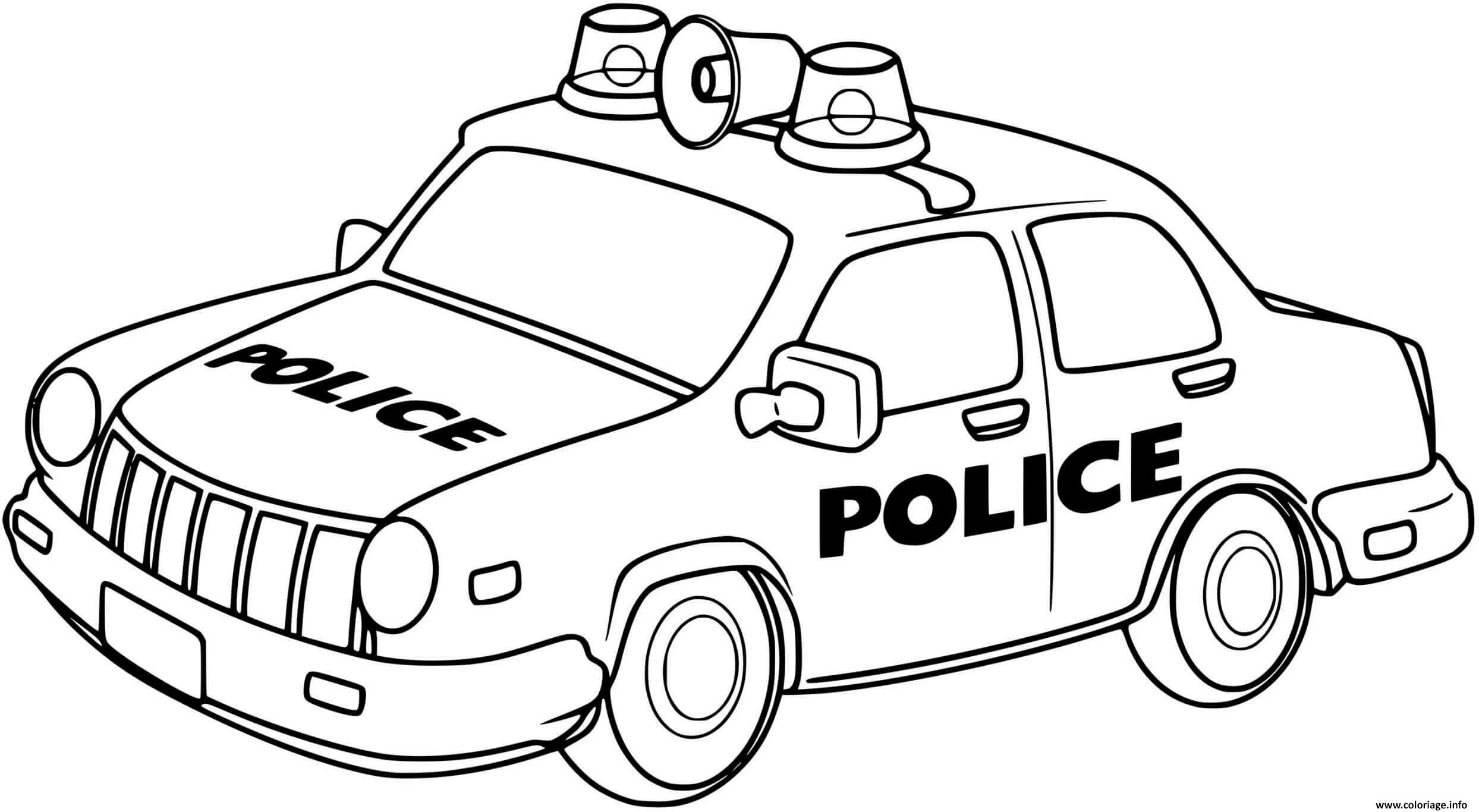 Coloriage voiture de police facile simple - JeColorie.com