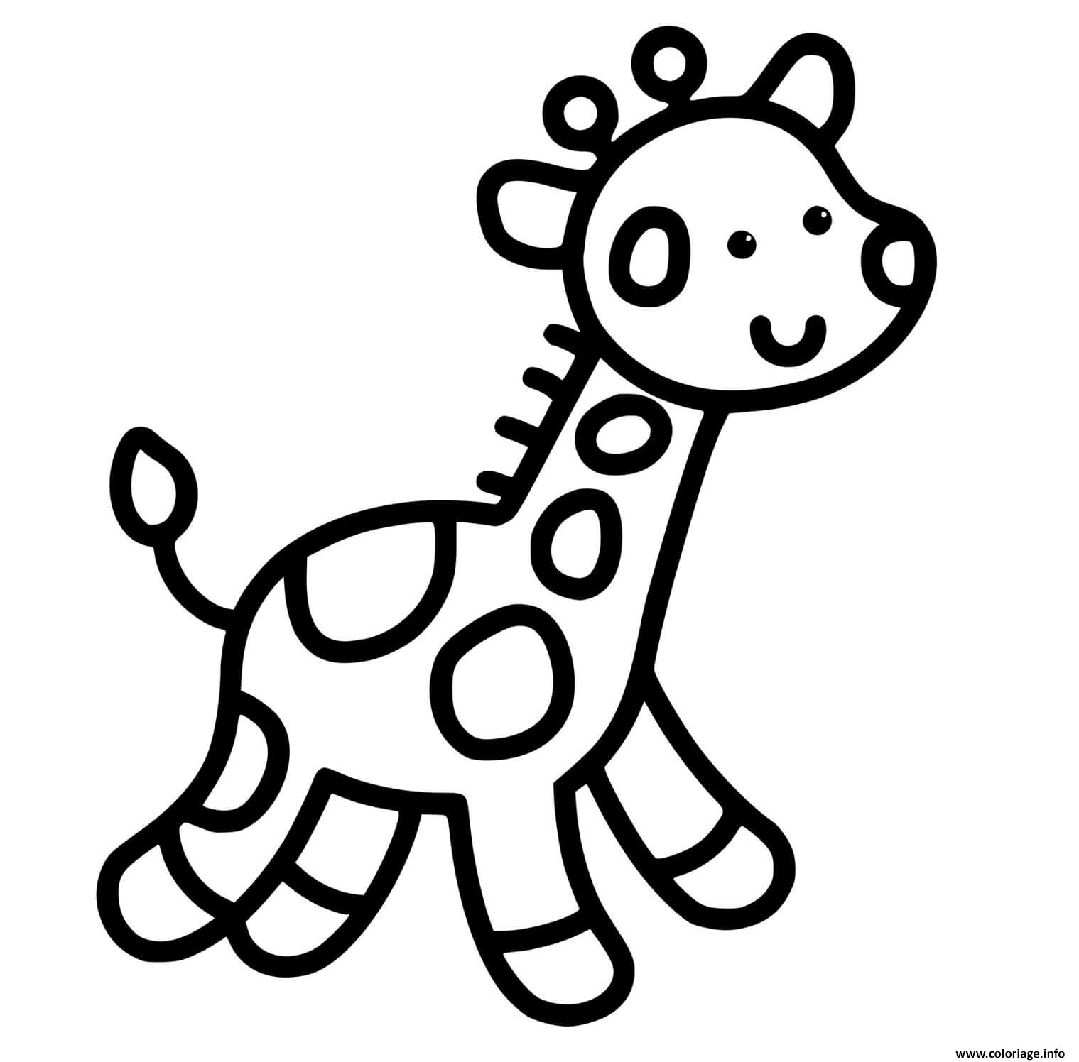 Coloriage girafe maternelle bebe facile  JeColorie.com