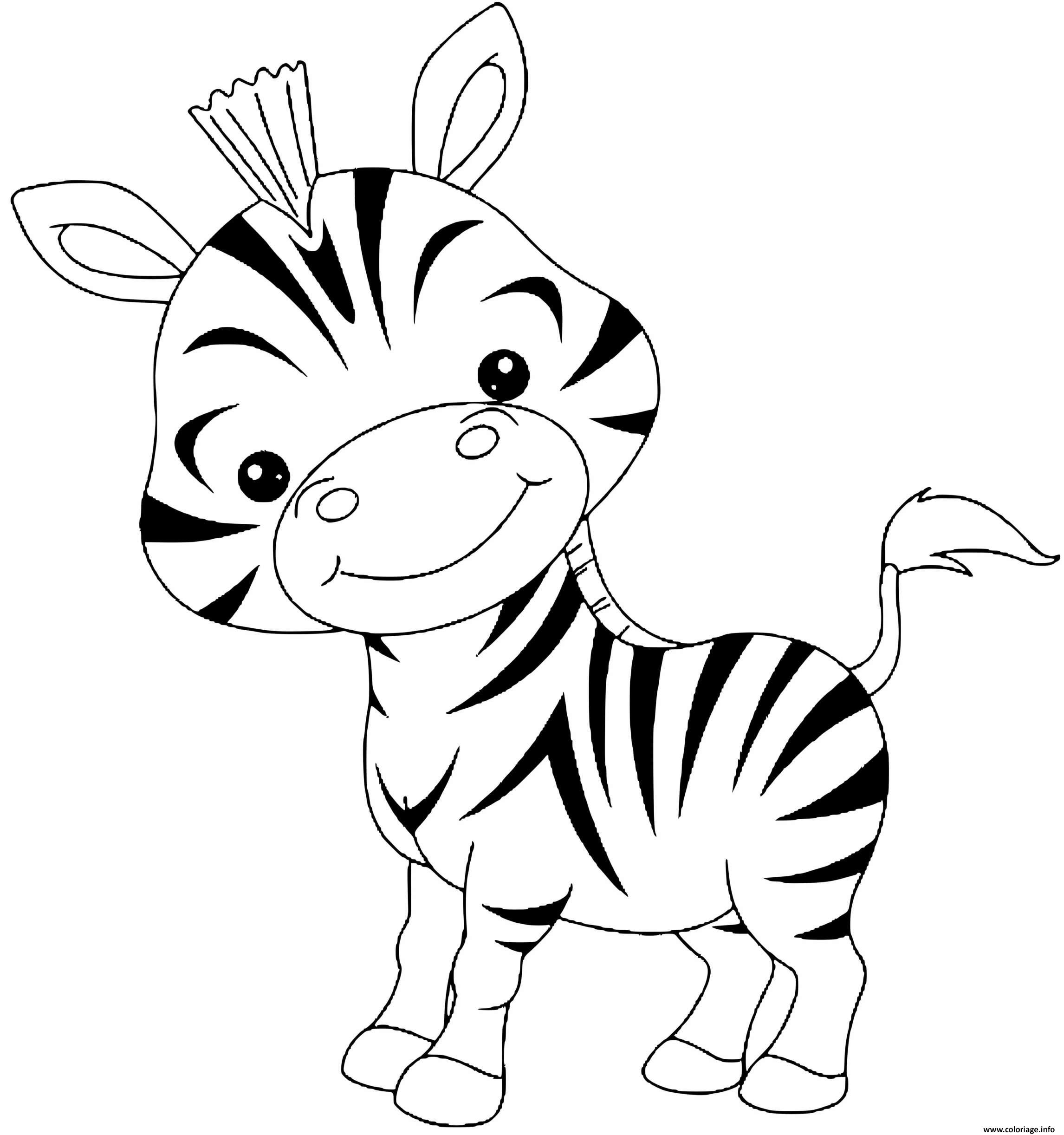 Coloriage bebe zebre animaux  JeColorie.com