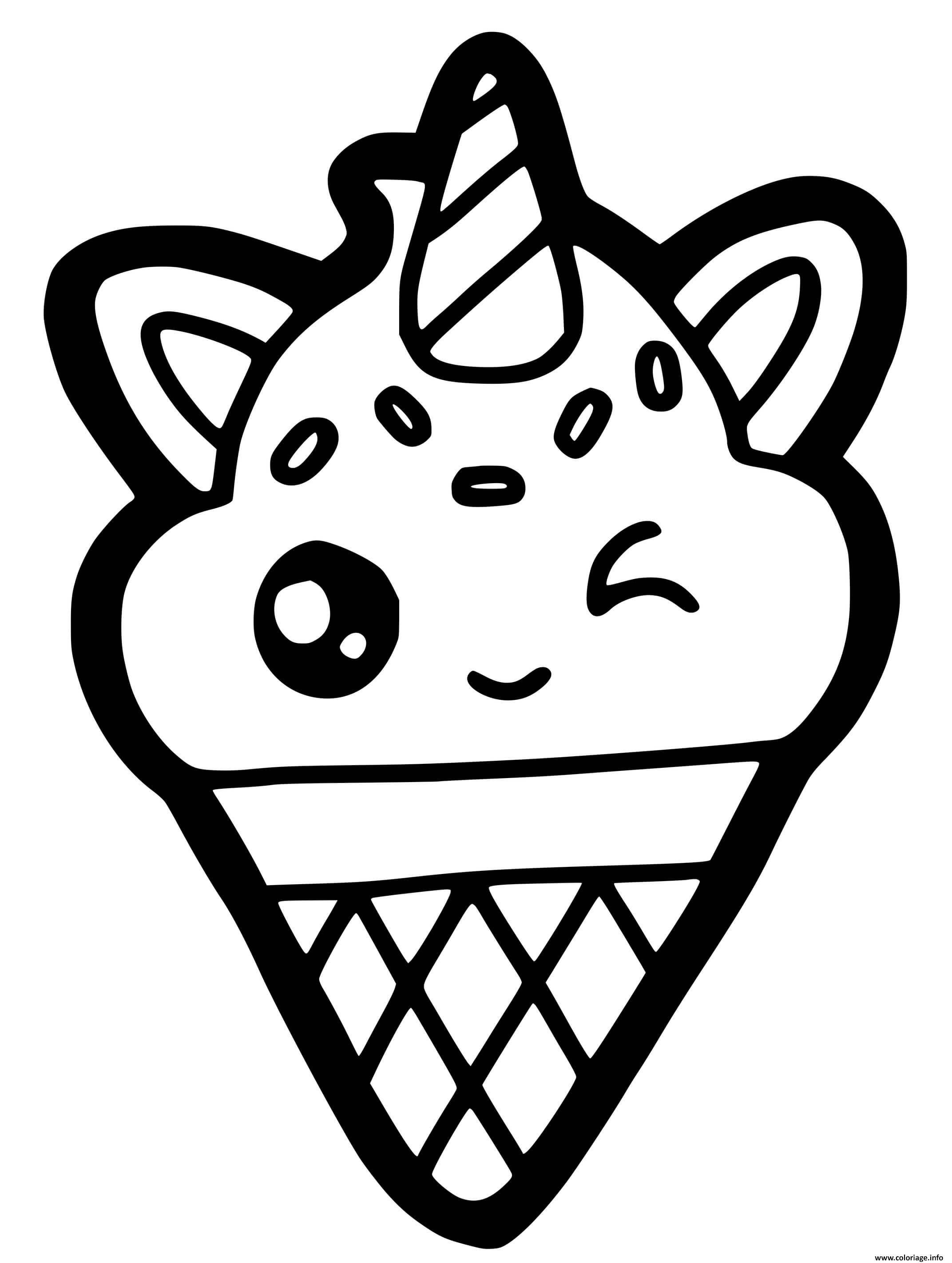 Coloriage Une Creme Glace Licorne Kawaii Delicieuse Dessin Licorne