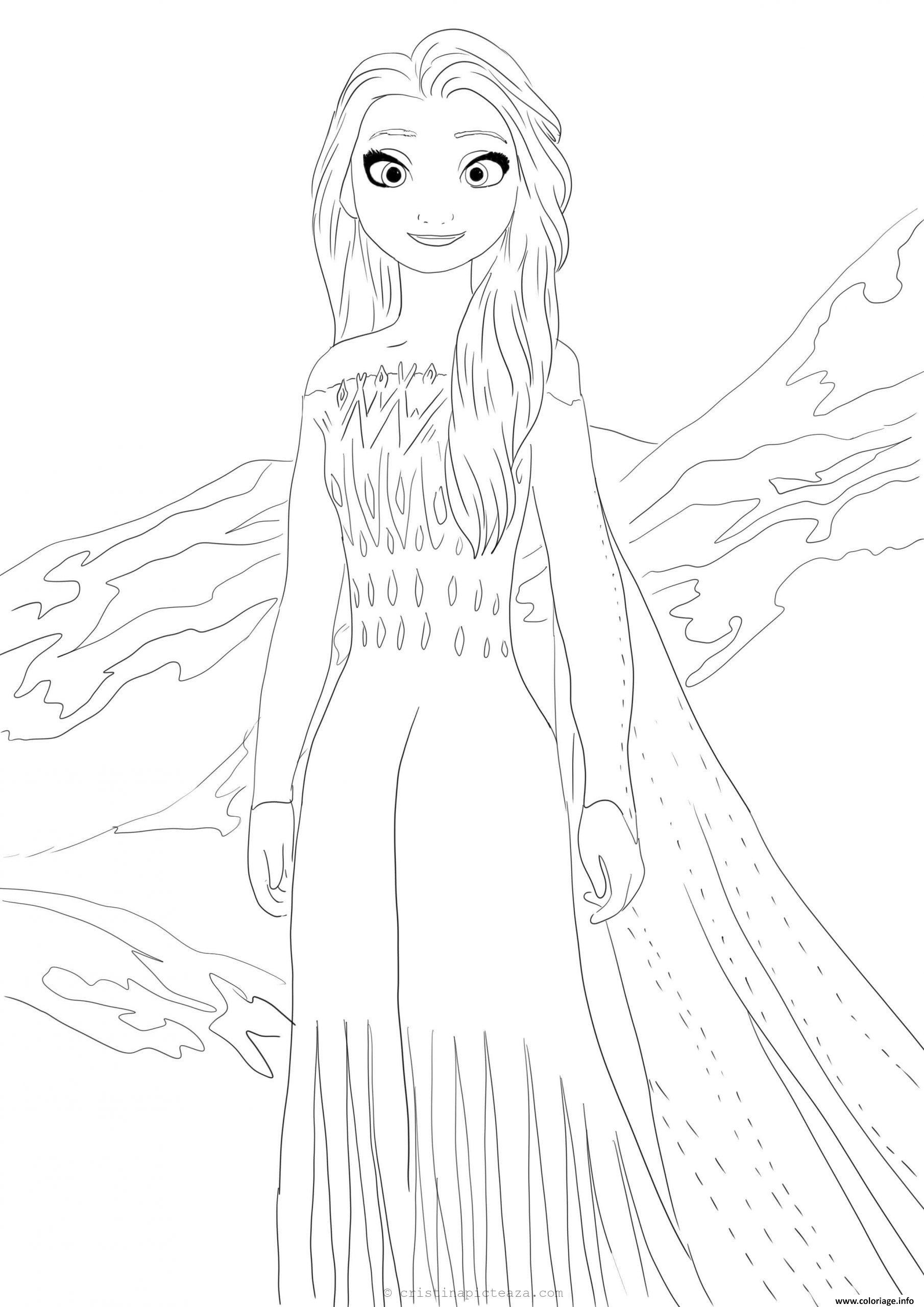 Coloriage elsa avec des pouvoirs magiques  JeColorie.com