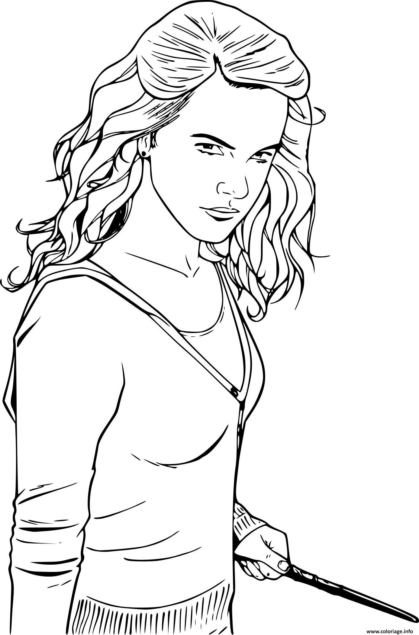 Coloriage hermione de harry potter - JeColorie.com