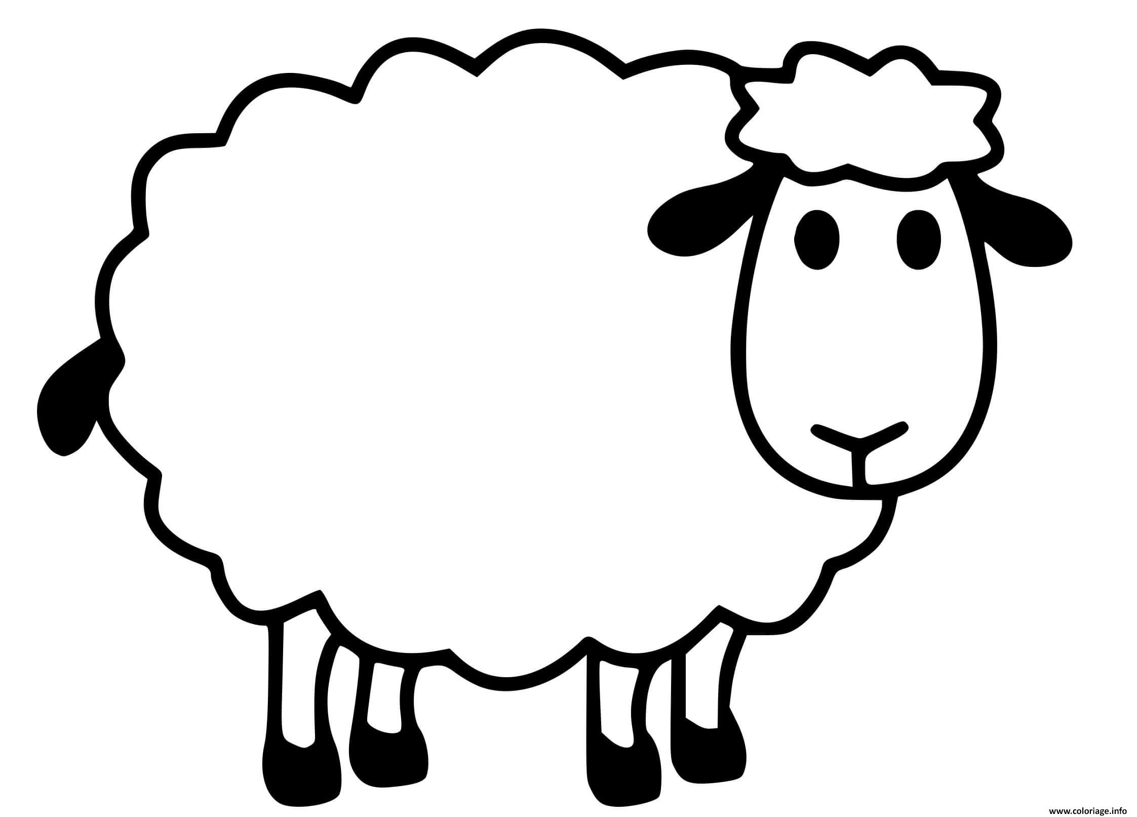 Coloriage mouton facile maternelle - JeColorie.com