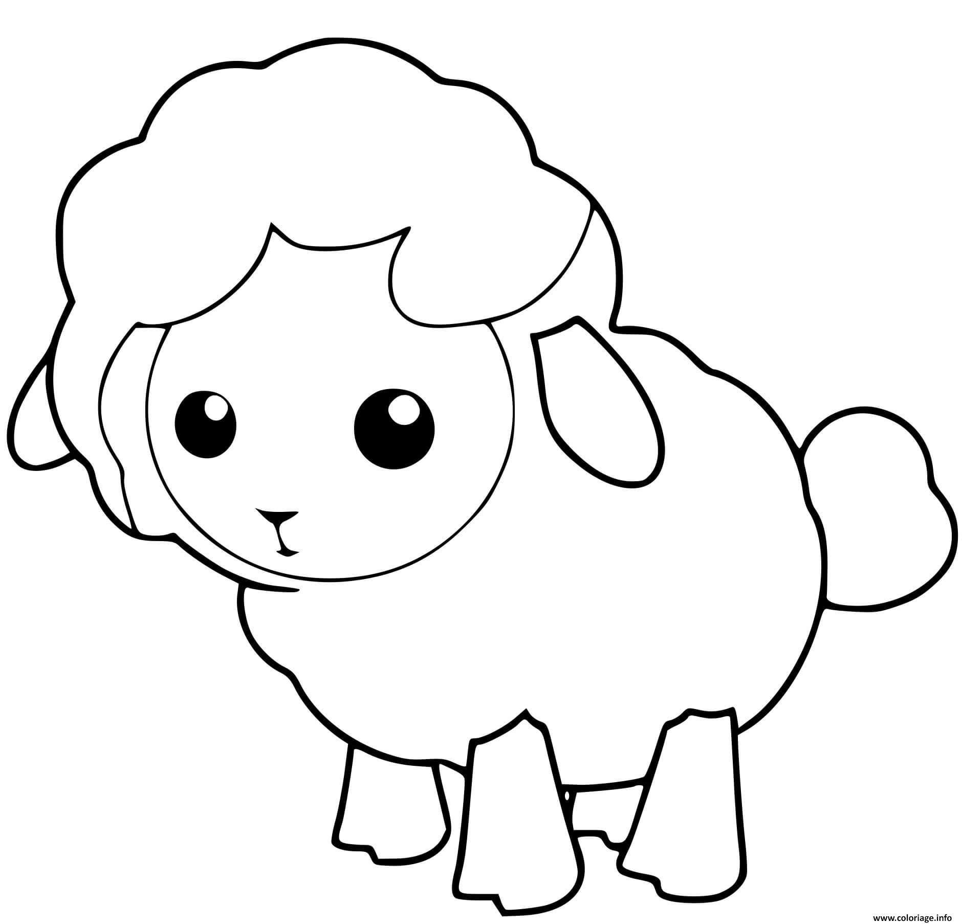 Coloriage mouton agneau petit facile - JeColorie.com