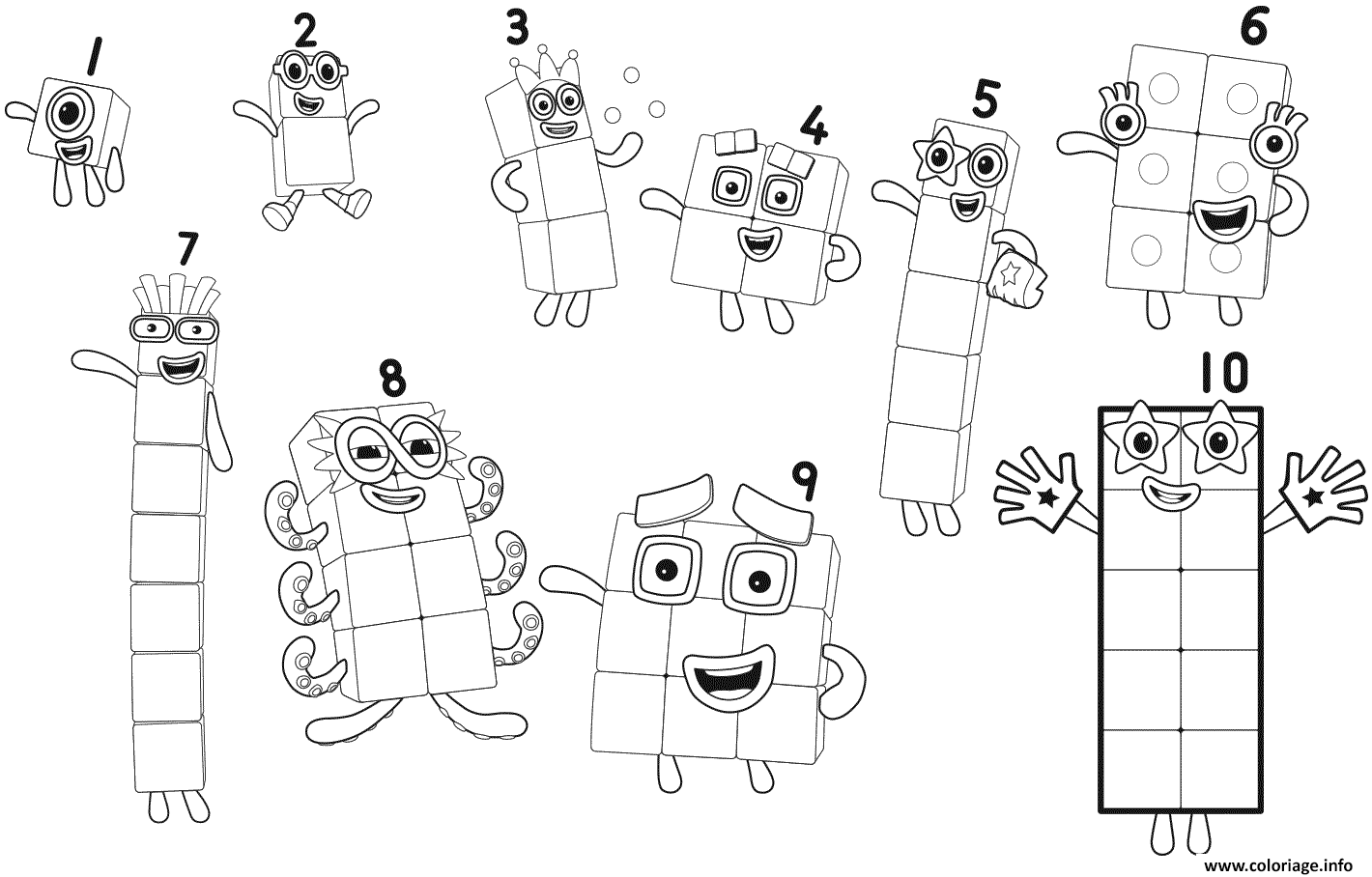 Coloriage Numberblocks All Numbers JeColorie