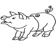 Coloriage cochon souriant animal de la ferme dessin
