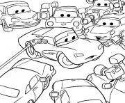 Coloriage Cars Flash McQueen se repose tranquillement dessin