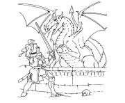 chevalier et dragon dessin à colorier