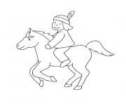 indien a cheval dessin à colorier