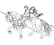 cheval et princesse dessin à colorier