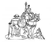 chevalier table ronde dessin à colorier