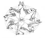 mandala de chevaux dessin à colorier
