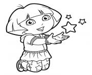 Coloriage dora fait du jardinage dessin