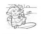 Coloriage dora a la mer