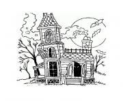 halloween maison dessin à colorier