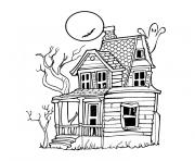 halloween maison hantee dessin à colorier
