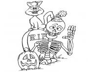 Coloriage squelette halloween tete de mort dessin