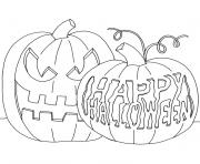 citrouilles decorees happy halloween dessin à colorier