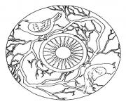 Coloriage mandala en forme de coeur floral et motifs varies dessin