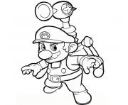 Coloriage Mario saute sur un champignon dessin