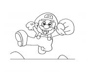 Coloriage Mario saute sur un champignon dessin