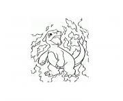 pokemon dracaufeu en feu dessin à colorier
