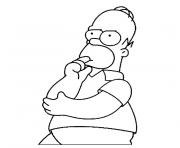 Coloriage Homer Simpson est songeur dessin