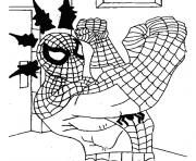spiderman fait un jab avec sa main droite dessin à colorier