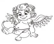 petit ange avec un coeur dessin à colorier