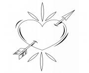 coeur d amour transperce par une fleche dessin à colorier