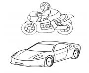 moto et voiture dessin à colorier