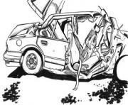 image voiture accidente dessin à colorier